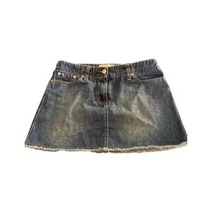VINTAGE UNITED COLORS OF BENETTON Ultra Mini Medium Wash Denim Skirt